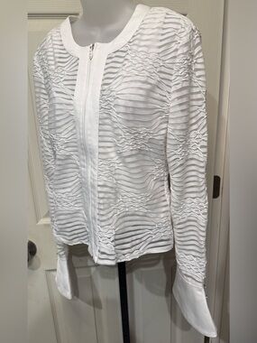 JS Collections White Rhinestone Accents Shell & Jacket Set with Red Brand Tags